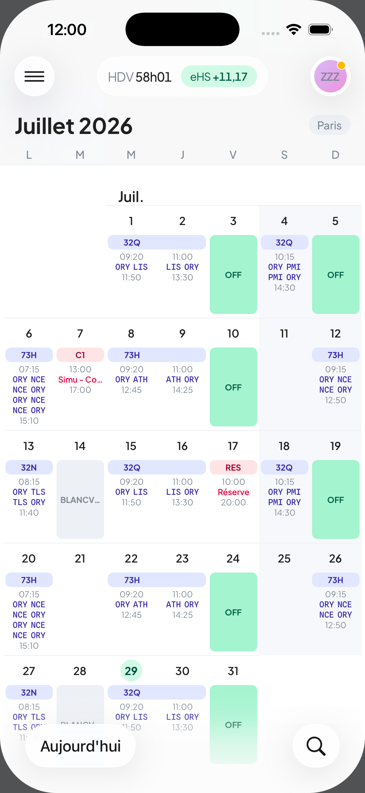 Planning du mois